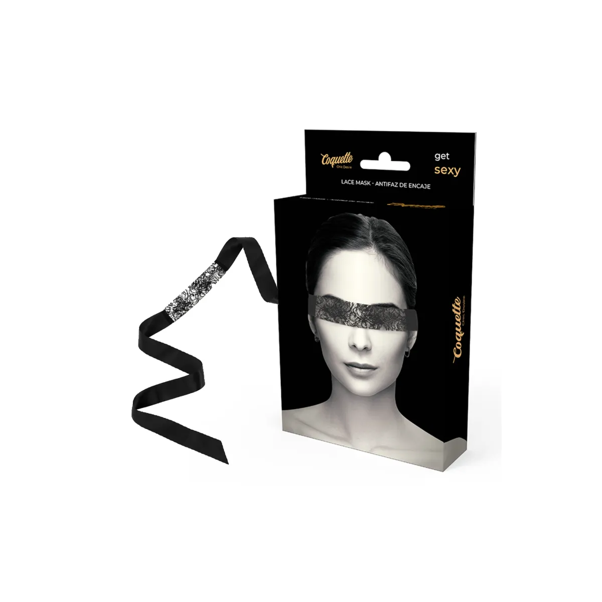 Schwarze Spitzenmaske mit Band von Coquette Accessories | Fesselliebe.de