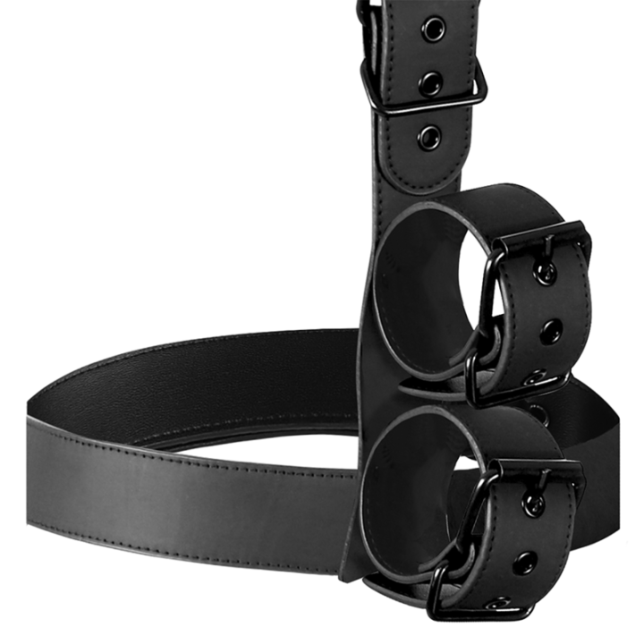 Kragen und Handgelenkmanschetten-Körperfestlege-Set von Fetish Submissive Bondage | Fesselliebe.de