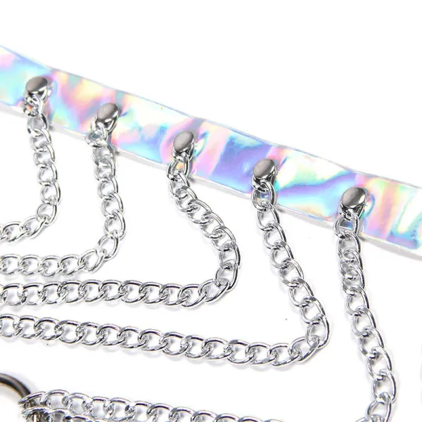 953737 Brustgurt mit Ringen und Ketten Silber eine Grösse von Subblime Fetish | Fesselliebe.de