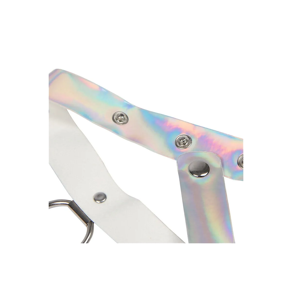 953737 Brustgurt mit Ringen und Ketten Silber eine Grösse von Subblime Fetish | Fesselliebe.de