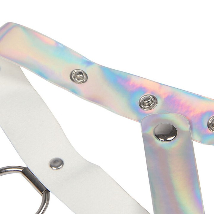 953737 Brustgurt mit Ringen und Ketten Silber eine Grösse von Subblime Fetish | Fesselliebe.de