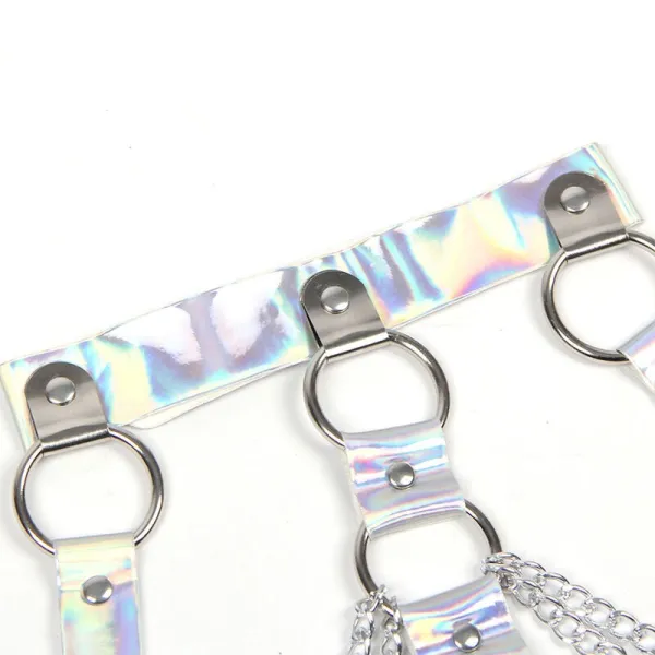 953737 Brustgurt mit Ringen und Ketten Silber eine Grösse von Subblime Fetish | Fesselliebe.de