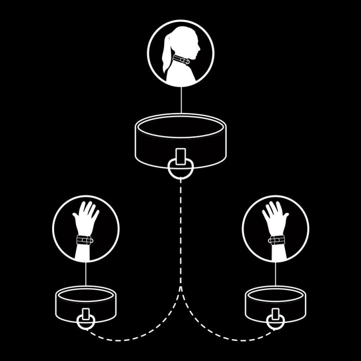 Halskette und Handschellen aus Veganem Leder mit Noprene-Futter von Fetish Submissive Bondage | Fesselliebe.de