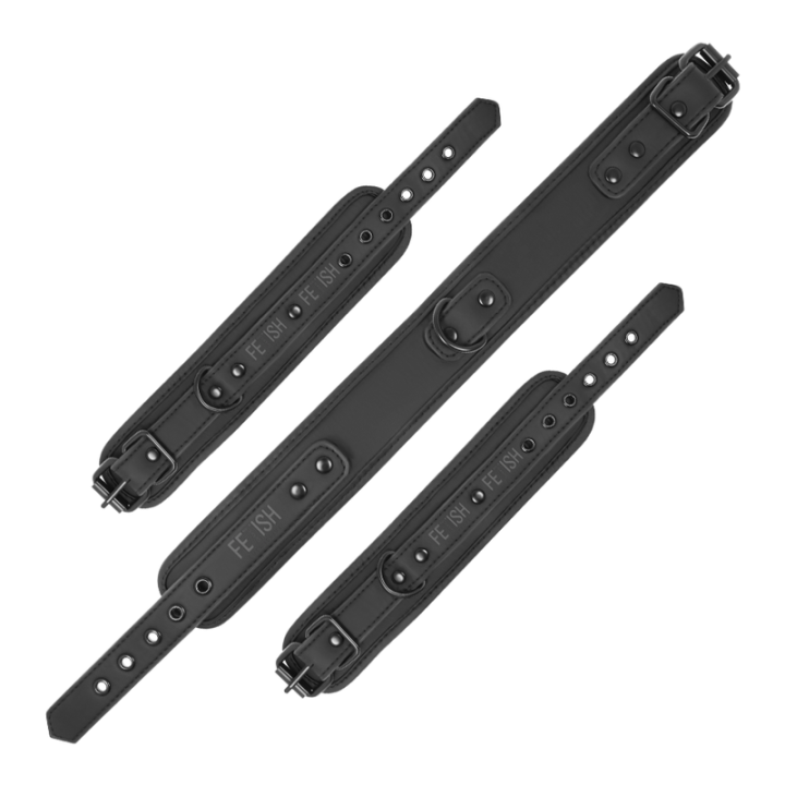 Halskette und Handschellen aus Veganem Leder mit Noprene-Futter von Fetish Submissive Bondage | Fesselliebe.de