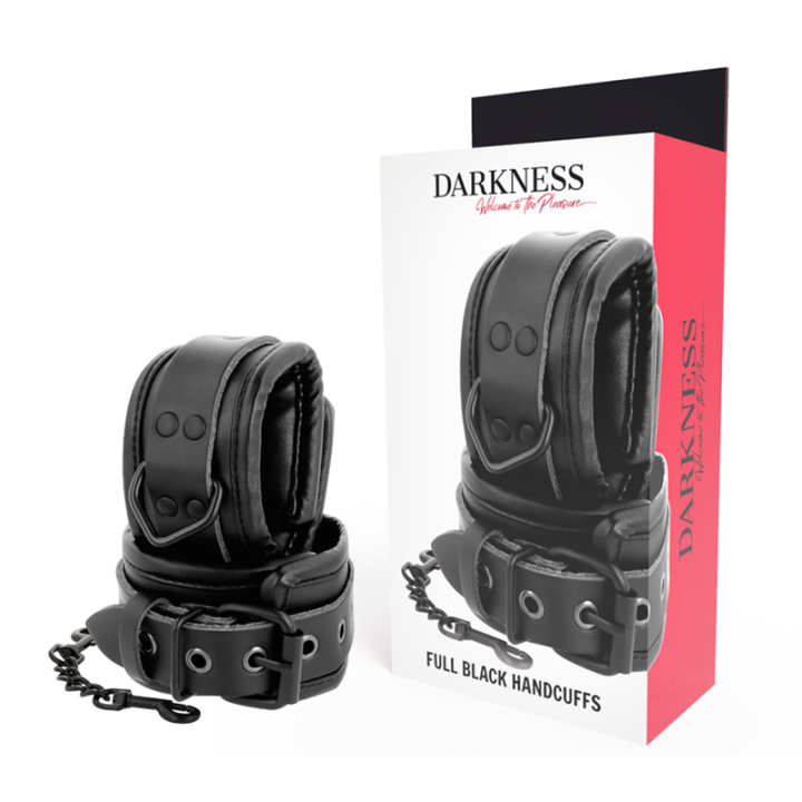 Verstellbare Handschellen aus Schwarzem Leder von Darkness Bondage | Fesselliebe.de