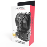 Schwarze, Verstellbare Lederhandschellen mit Vorhngeschloss von Darkness Bondage | Fesselliebe.de
