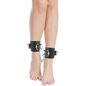Schwarze Verstellbare Leder-Knöchel-Handschellen von Darkness Bondage