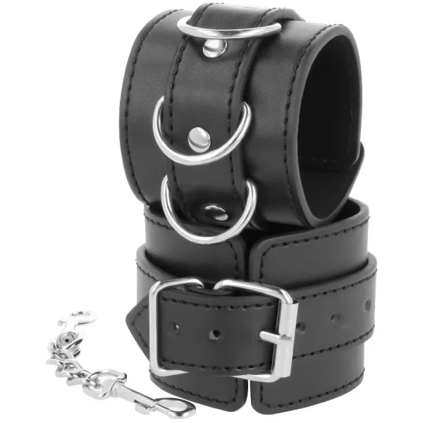 Schwarze Verstellbare Leder-Knöchel-Handschellen von Darkness Bondage | Fesselliebe.de