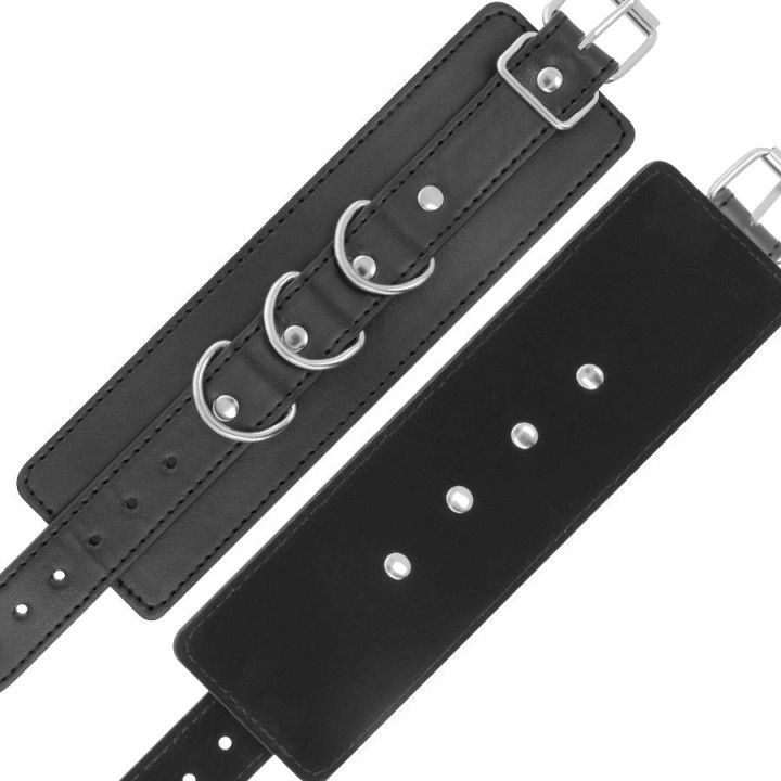 Schwarze Verstellbare Leder-Knöchel-Handschellen von Darkness Bondage | Fesselliebe.de
