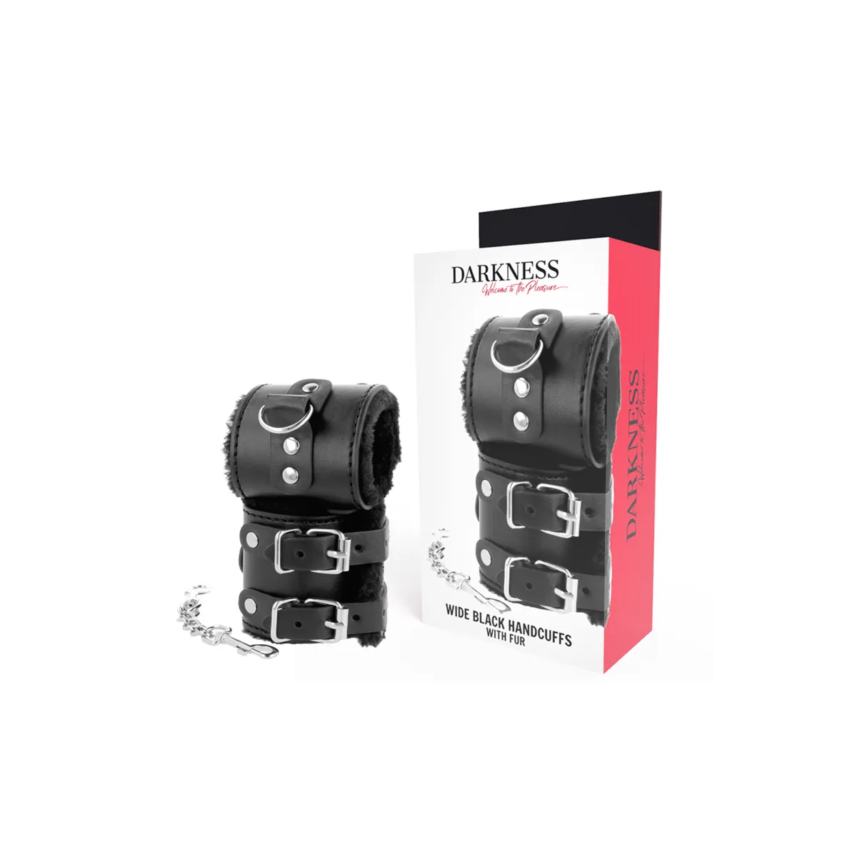 Schwarze, Verstellbare Lederhandschellen mit Futter von Darkness Bondage | Fesselliebe.de