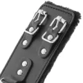 Schwarze, Verstellbare Lederhandschellen mit Futter von Darkness Bondage