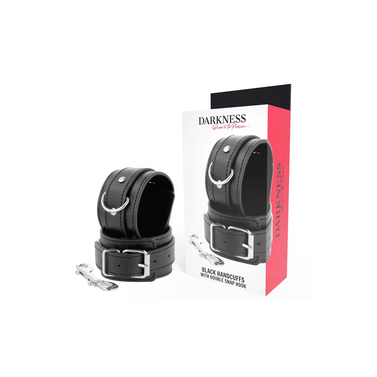 Schwarze Verstellbare Handschellen mit Doppeltem Verstärkungsband von Darkness Bondage | Fesselliebe.de