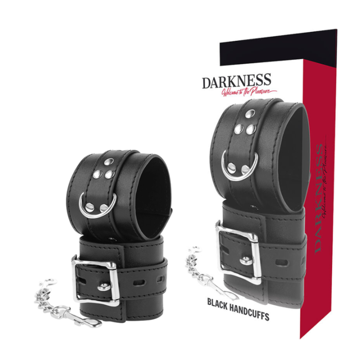 Handschellen aus Schwarzem Leder von Darkness Bondage | Fesselliebe.de