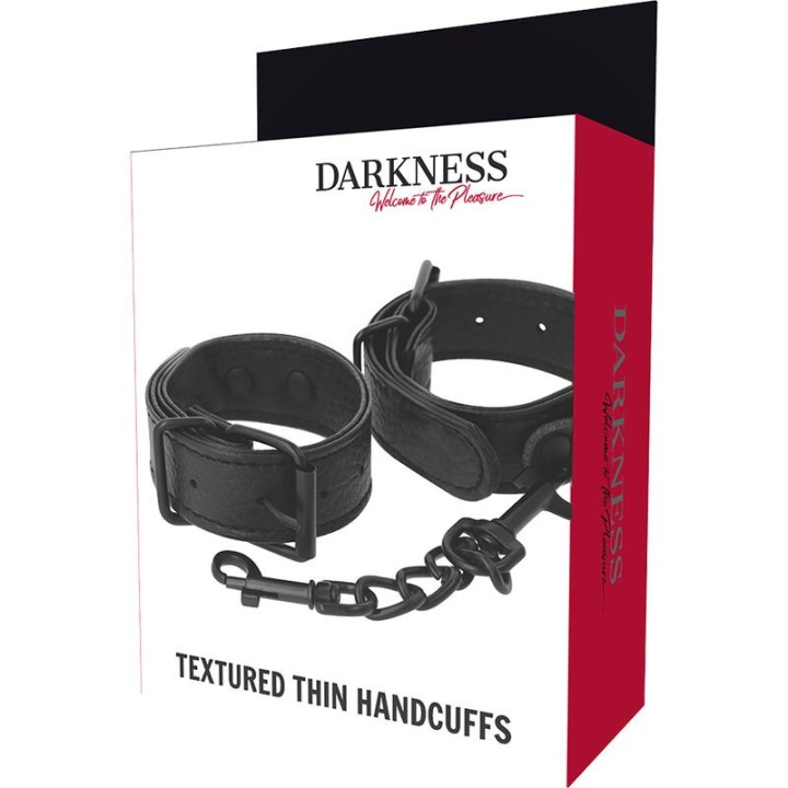 Breite, Dünne Texturierte Handschellen von Darkness Bondage | Fesselliebe.de