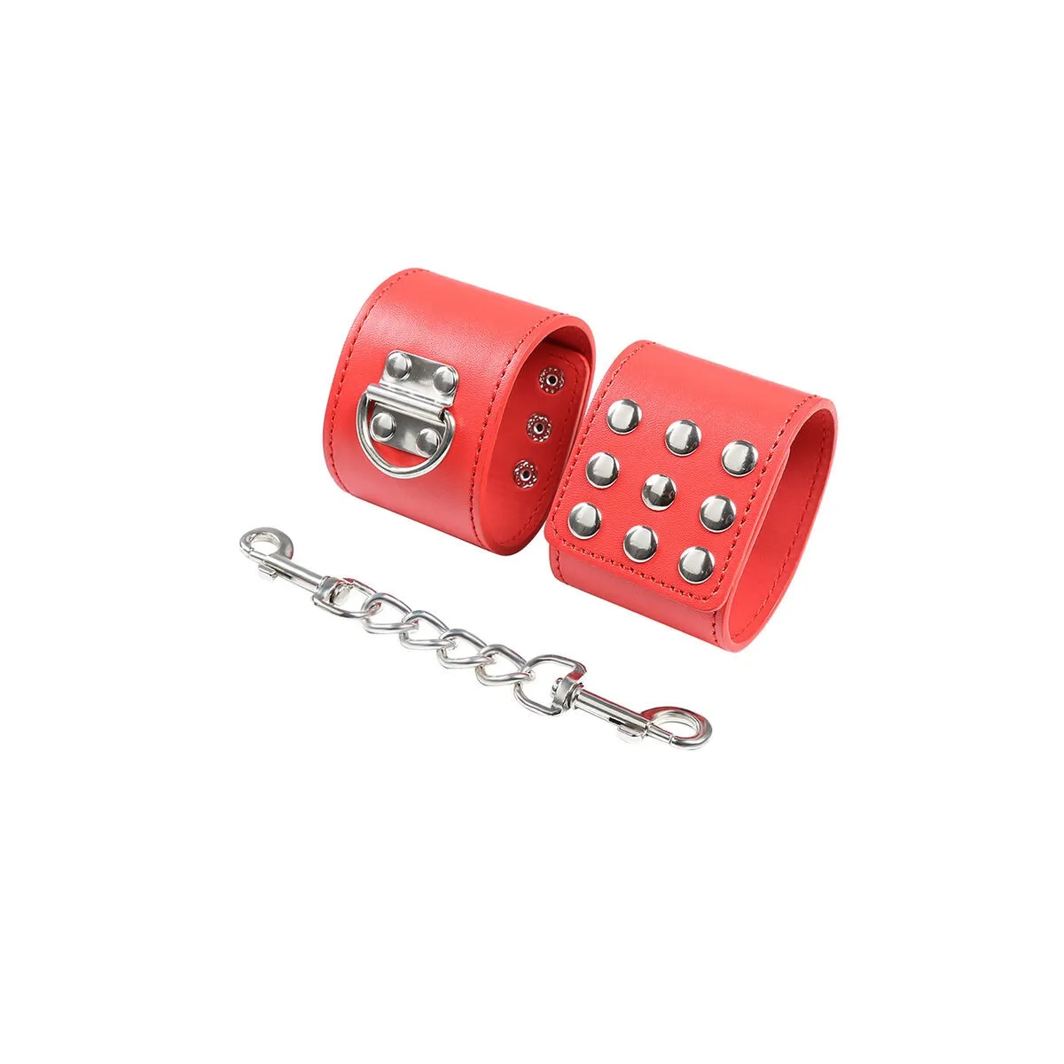 Rote Handschellen mit Schnappverschluss von Ohmama Fetish | Fesselliebe.de