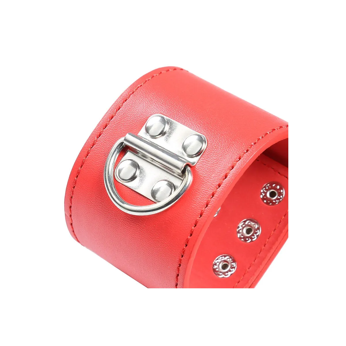 Rote Handschellen mit Schnappverschluss von Ohmama Fetish | Fesselliebe.de