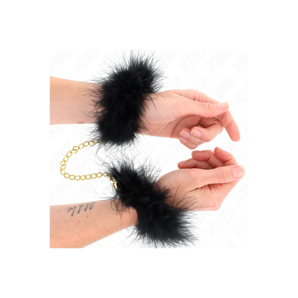 Federhandmanschetten mit Goldkette Modell 0 von Kink Wrist Restraint | Fesselliebe.de