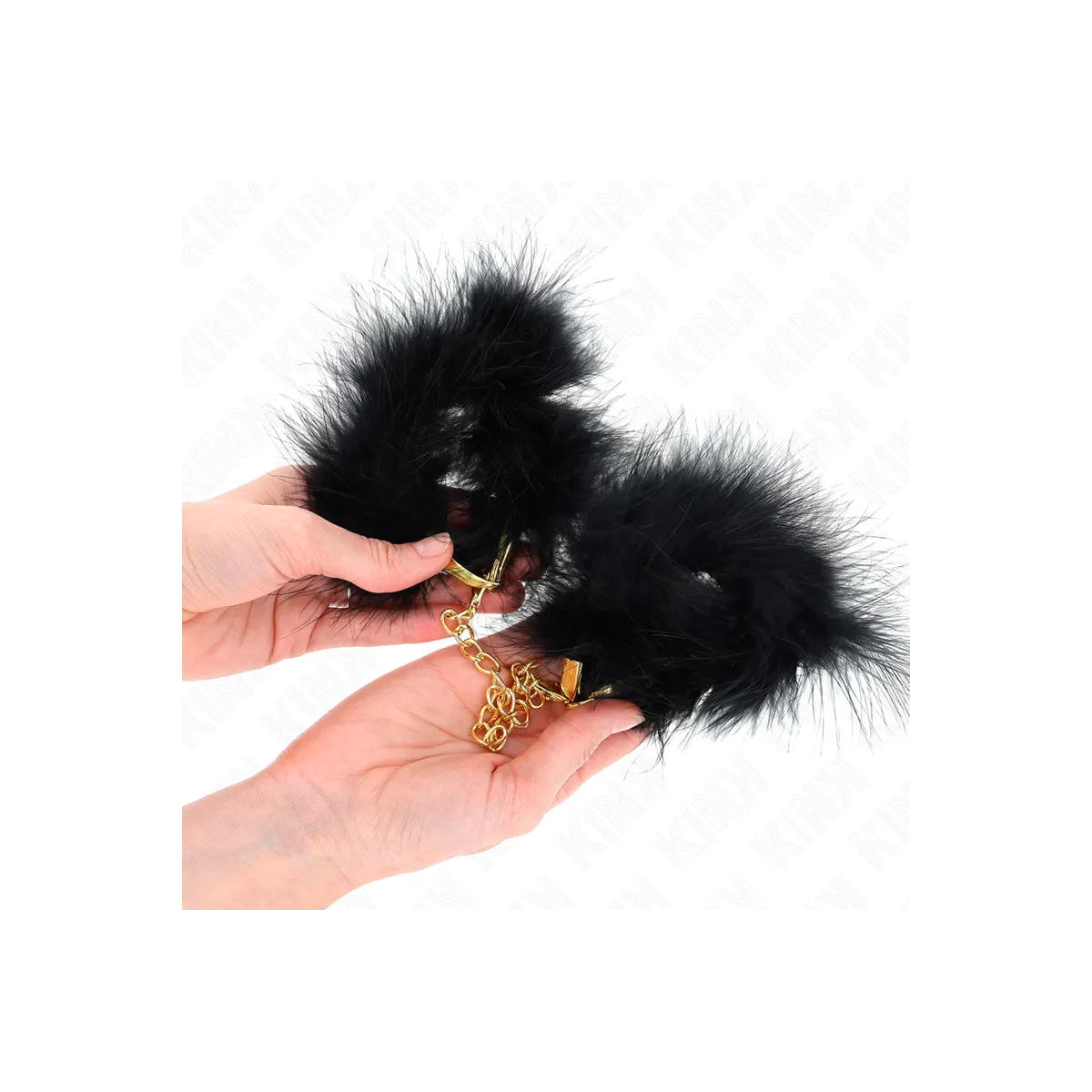Federhandmanschetten mit Goldkette Modell 0 von Kink Wrist Restraint | Fesselliebe.de