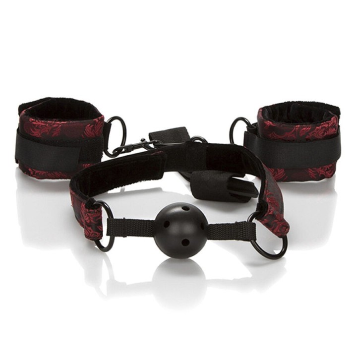Scandal Atmungsaktiver Ballknebel mit Handschellen von Calexotics | Fesselliebe.de