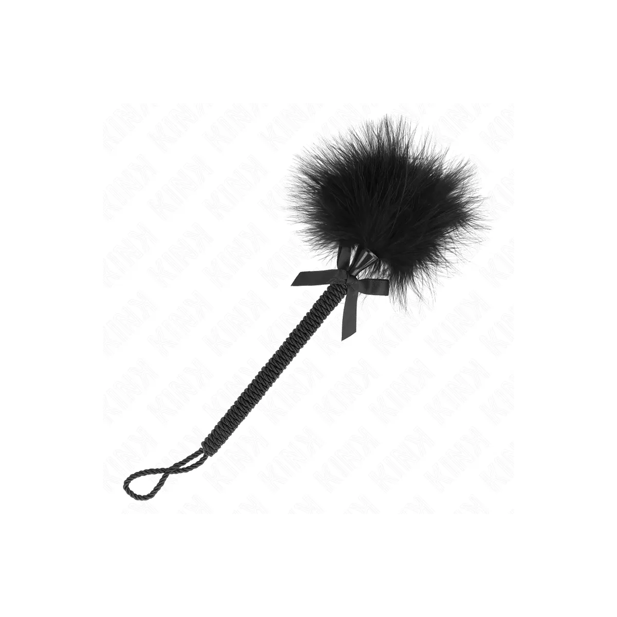 Nylonseilstab mit Kitzelfedern und Schwarzer Schleife 25 cm von Kink Impact & Touch | Fesselliebe.de