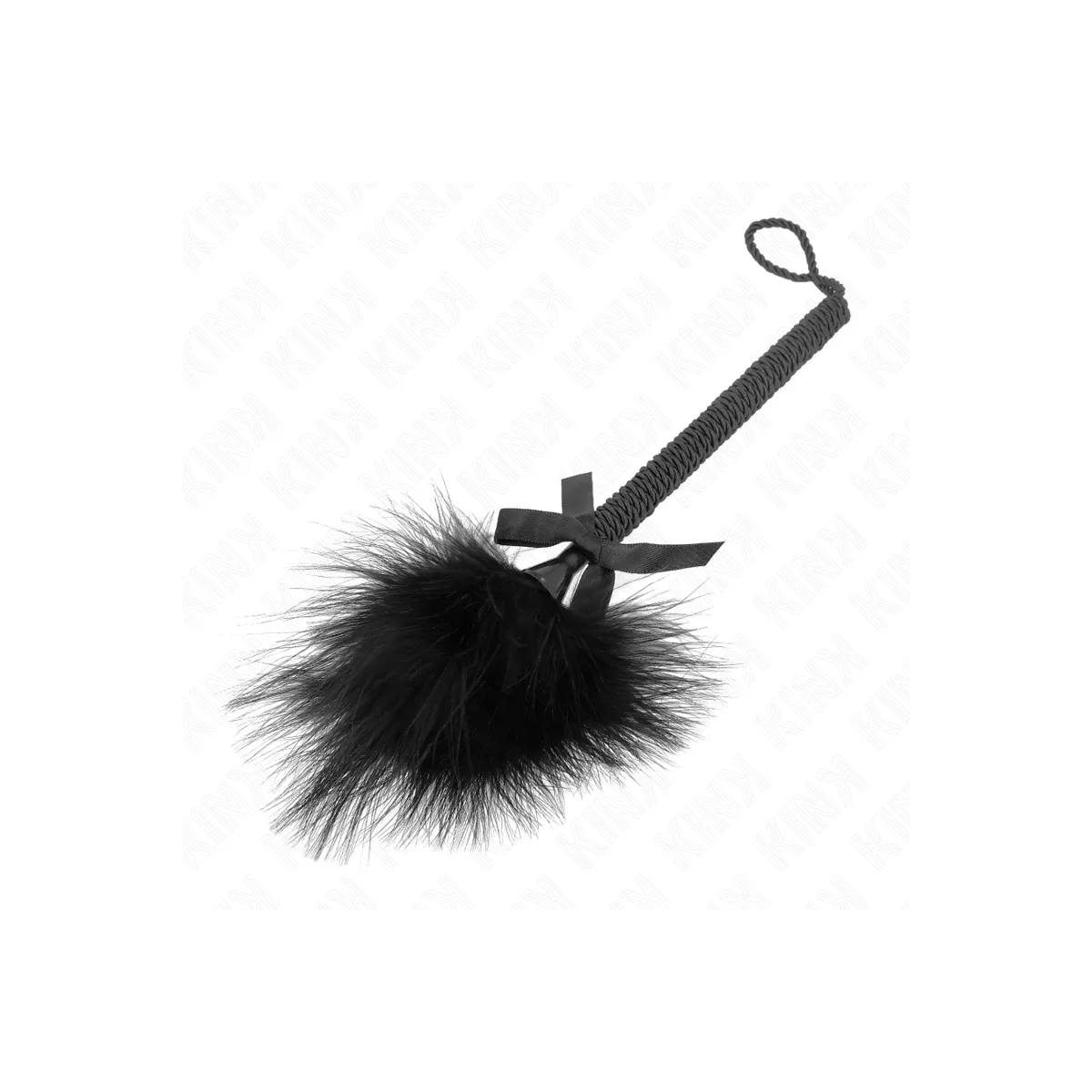 Nylonseilstab mit Kitzelfedern und Schwarzer Schleife 25 cm von Kink Impact & Touch | Fesselliebe.de
