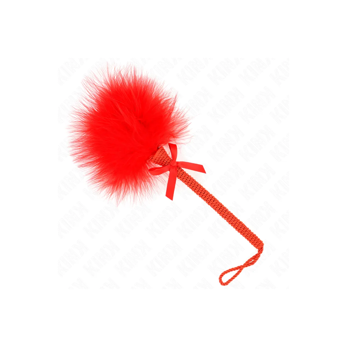 Nylonseilstab mit Kissenfedern und Roter Schleife 25 cm von Kink Impact & Touch | Fesselliebe.de