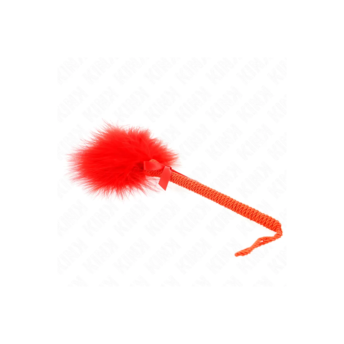 Nylonseilstab mit Kissenfedern und Roter Schleife 25 cm von Kink Impact & Touch | Fesselliebe.de