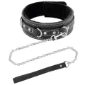 Hochwertige Leder-Halskette mit Leine von Darkness Bondage