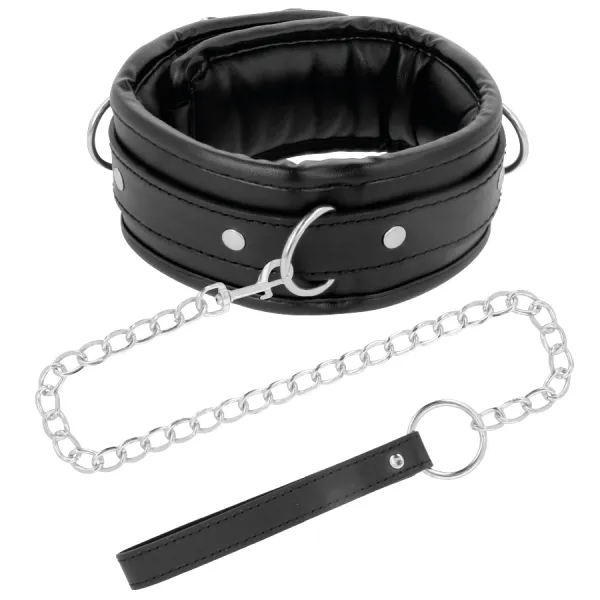 Weiche Leder-Halskette mit Kette von Darkness Bondage | Fesselliebe.de