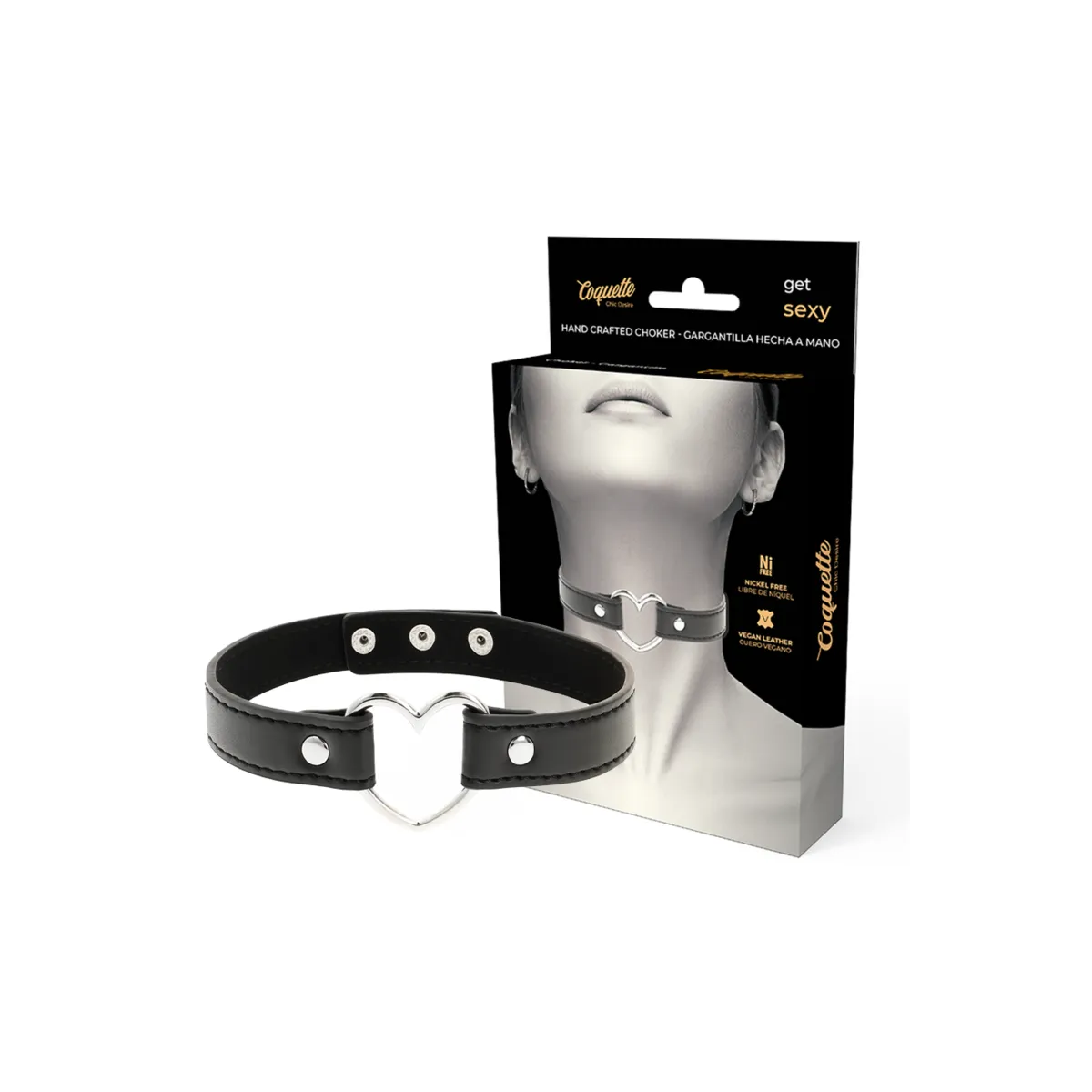 Veganes Leder-Halskette-Herz-Accessoire von Coquette Accessories | Fesselliebe.de