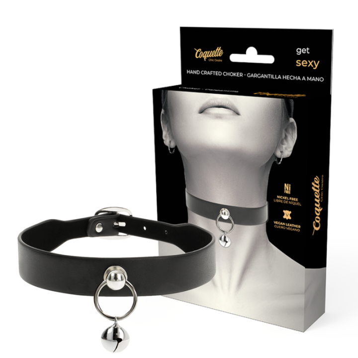 Vegane Leder-Halskette Damen-Accessoire Rassel/Reifen von Coquette Accessories | Fesselliebe.de