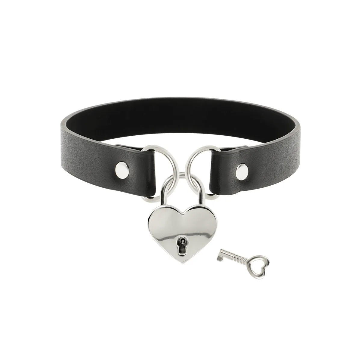 Vegane Leder-Halskette mit Herz-Accessoire mit Schlüssel von Coquette Accessories | Fesselliebe.de