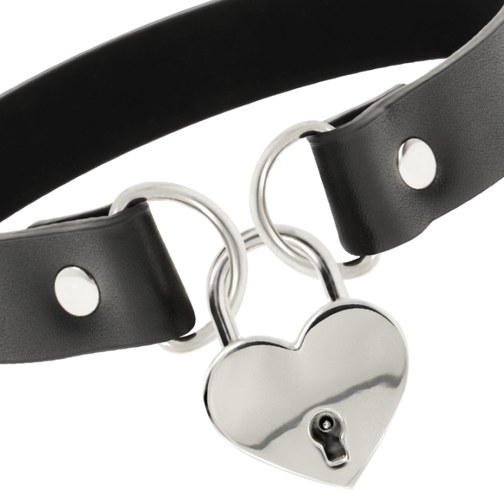 Vegane Leder-Halskette mit Herz-Accessoire mit Schlüssel von Coquette Accessories | Fesselliebe.de