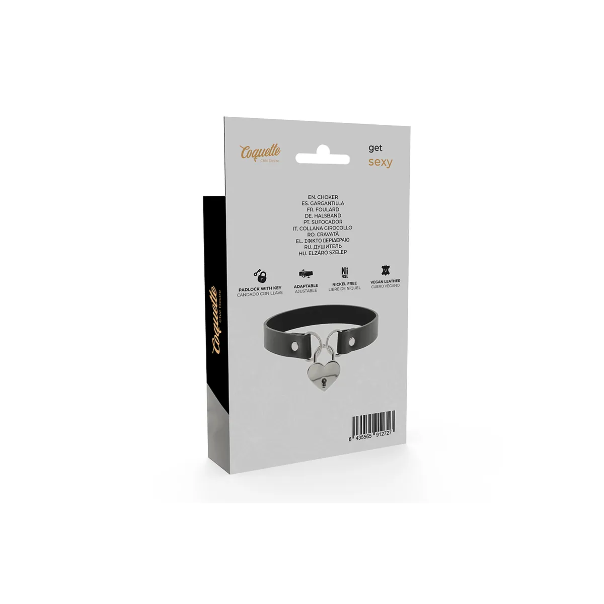 Vegane Leder-Halskette mit Herz-Accessoire mit Schlüssel von Coquette Accessories | Fesselliebe.de