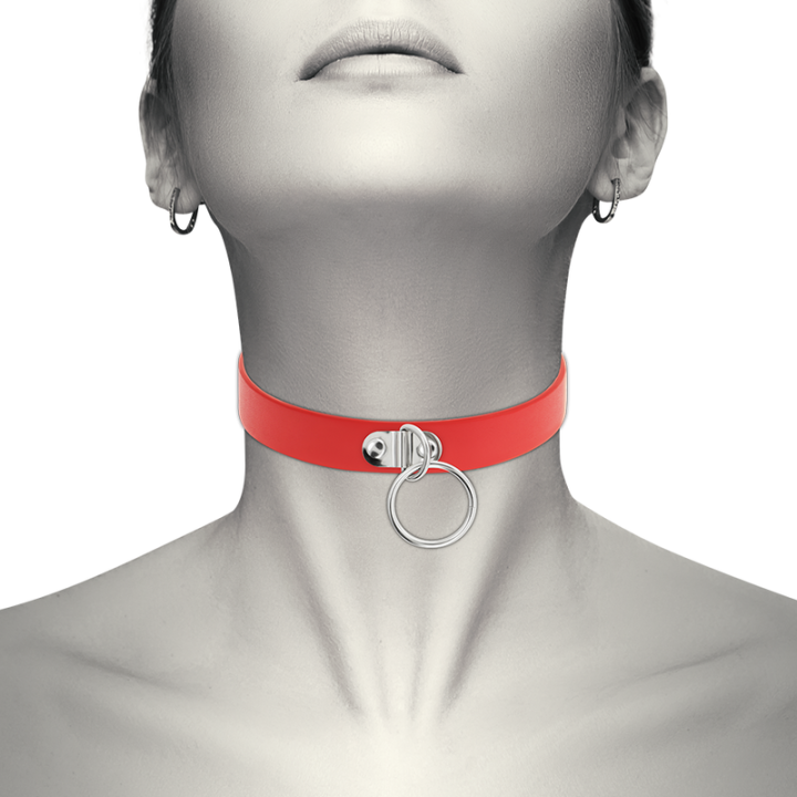 Rote Halskette aus Veganem Leder Fetisch-Accessoire für Frauen von Coquette Accessories | Fesselliebe.de
