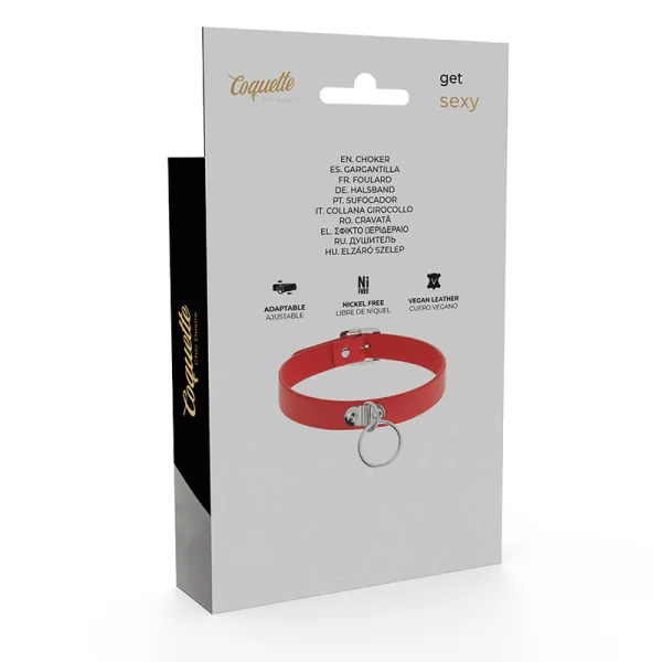 Rote Halskette aus Veganem Leder Fetisch-Accessoire für Frauen von Coquette Accessories | Fesselliebe.de