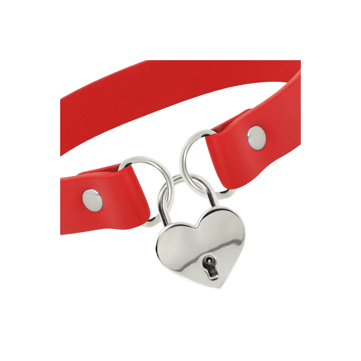 Rote Halskette aus Veganem Leder mit Herz-Accessoire mit Schlüssel von Coquette Accessories | Fesselliebe.de
