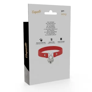 Rote Halskette aus Veganem Leder mit Herz-Accessoire mit Schlüssel von Coquette Accessories