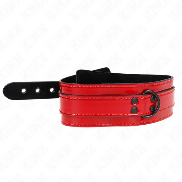 Weinrote Verstellbare Halskette 37,5-49,5 cm X 5 cm von Kink Collar & Gag | Fesselliebe.de
