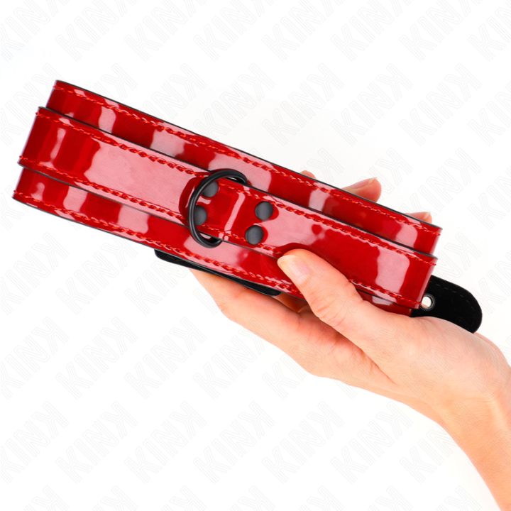 Weinrote Verstellbare Halskette 37,5-49,5 cm X 5 cm von Kink Collar & Gag | Fesselliebe.de