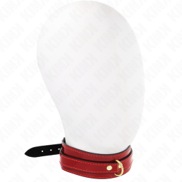 Weinrote Verstellbare Halskette mit Goldenen Details 29-42,5 cm X 4 cm von Kink Collar & Gag | Fesselliebe.de