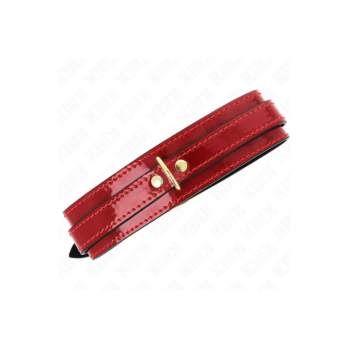 Weinrote Verstellbare Halskette mit Goldenen Details 29-42,5 cm X 4 cm von Kink Collar & Gag | Fesselliebe.de