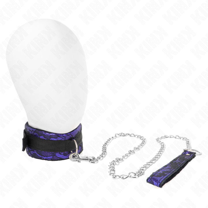 Kurze Halskette aus Samtspitze mit Gürtel 105 cm mit Nylonbesatz 44 X 5,5 cm von Kink Collar & Gag | Fesselliebe.de