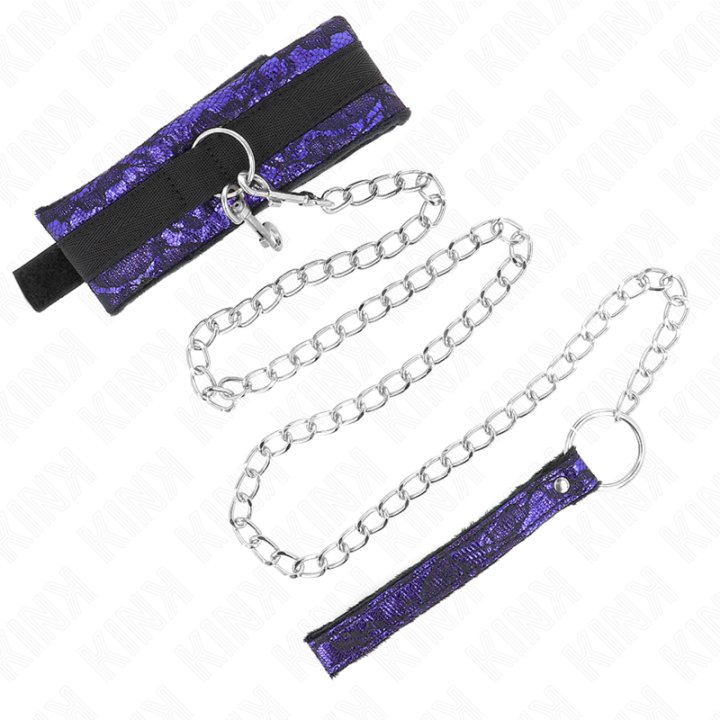 Kurze Halskette aus Samtspitze mit Gürtel 105 cm mit Nylonbesatz 44 X 5,5 cm von Kink Collar & Gag | Fesselliebe.de