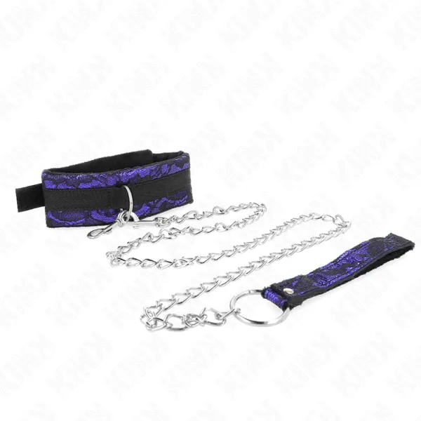 Kurze Halskette aus Samtspitze mit Gürtel 105 cm mit Nylonbesatz 44 X 5,5 cm von Kink Collar & Gag | Fesselliebe.de