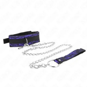 Kurze Halskette aus Samtspitze mit Gürtel 105 cm mit Nylonbesatz 44 X 5,5 cm von Kink Collar & Gag