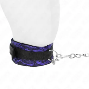 Kurze Halskette aus Samtspitze mit Gürtel 105 cm mit Nylonbesatz 44 X 5,5 cm von Kink Collar & Gag