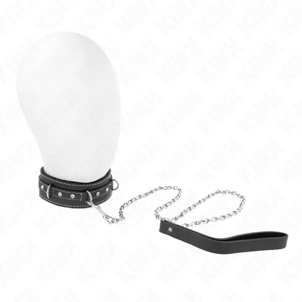 Pvc Leder Halskette mit Gürtel 105 cm Strass Niete 41,5 X 4 cm von Kink Collar & Gag | Fesselliebe.de