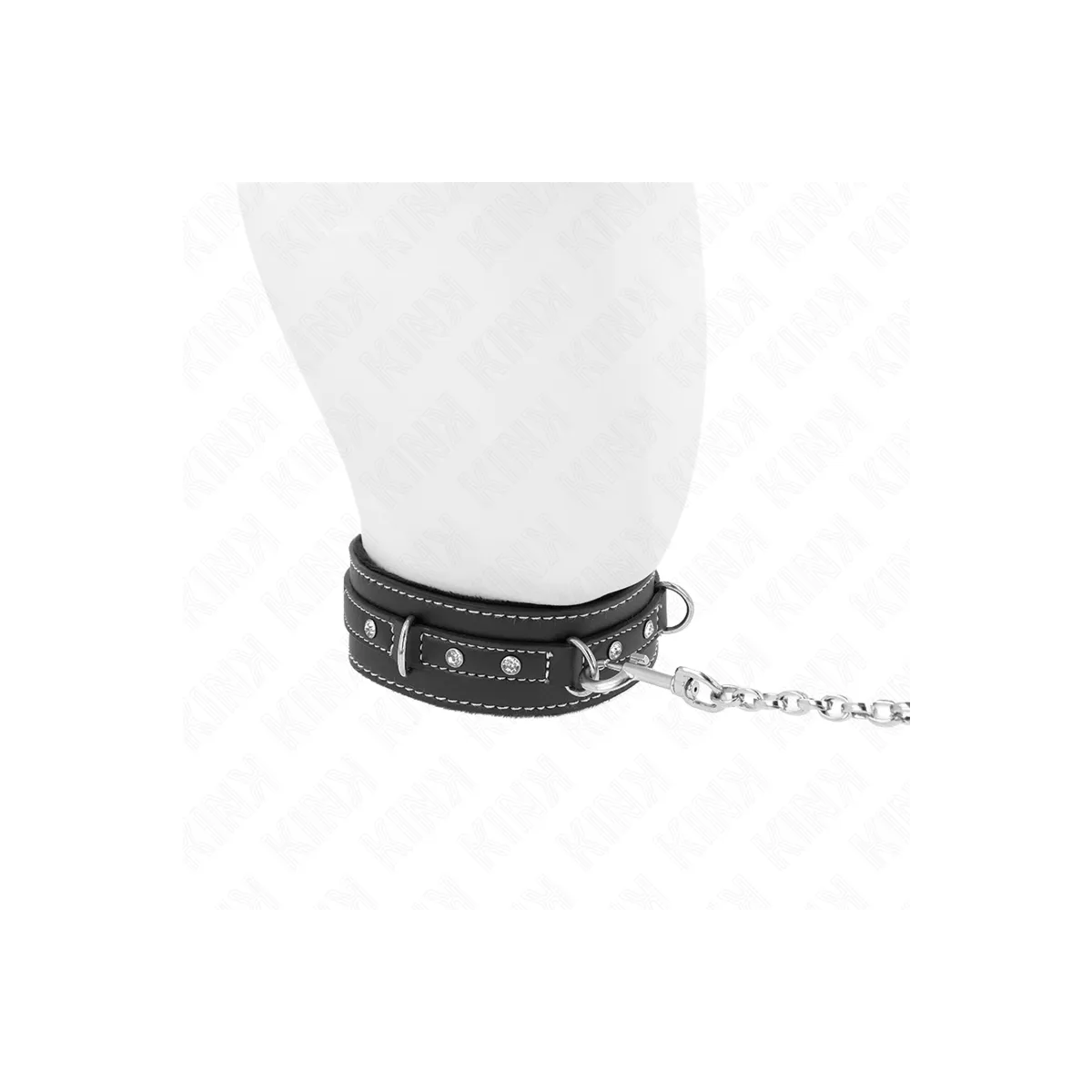 Pvc Leder Halskette mit Gürtel 105 cm Strass Niete 41,5 X 4 cm von Kink Collar & Gag | Fesselliebe.de