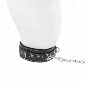 Pvc Leder Halskette mit Gürtel 105 cm Strass Niete 41,5 X 4 cm von Kink Collar & Gag
